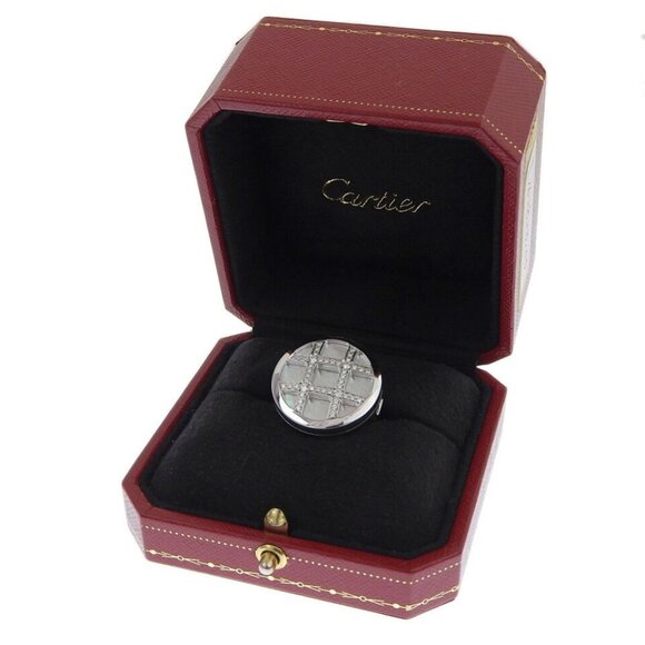 CARTIER pasha ring Ring diamond grid K18 white gold/diamond/White shell #5... - Picture 1 of 12